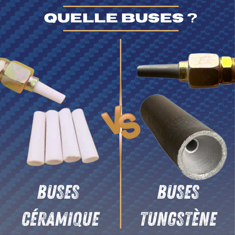 Buses en tungstène vs buses en céramique : laquelle choisir pour le sablage et l’aérogommage ?