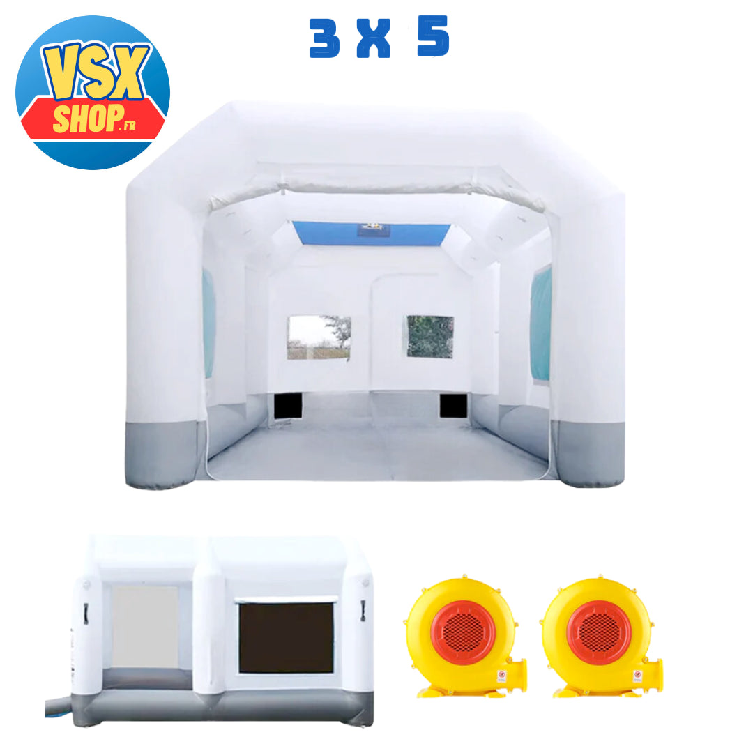Cabine de Peinture Largeur 3 mètres x Longueur 5 mètres x Hauteur 2,7 mètres avec Souffleur 750W et 450w