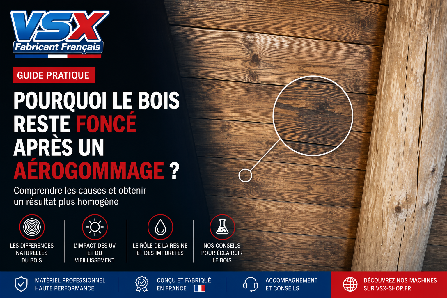 Pourquoi le bois reste foncé après un aérogommage ? Explications et solutions