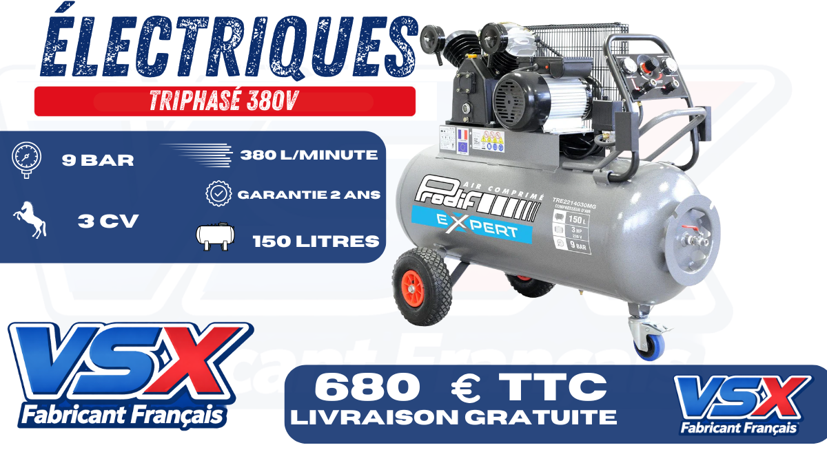 Compresseur 150 Litres 3CV PRODIF TRE — Monophasé / Prodif
