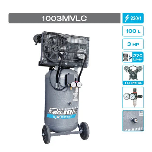 Kompressor 100 Liter 3CV PRODIF Vertikal – Einphasig / Prodif